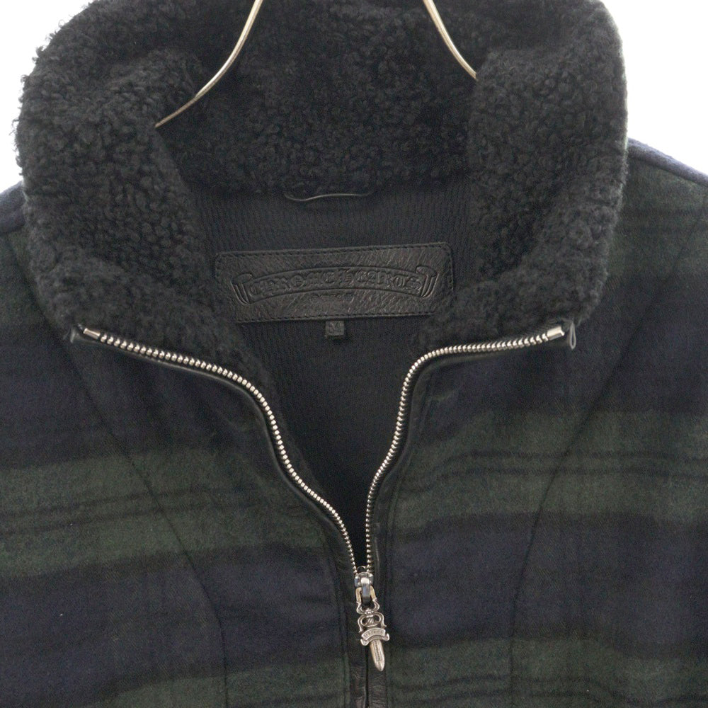 CHROME HEARTS(クロムハーツ) ハーフジップ ボア チェック ダガージャケット グリーン