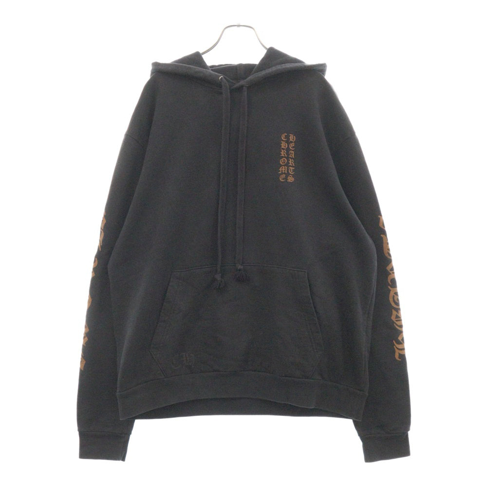 CHROME HEARTS(クロムハーツ) SWTSHRT PLVR 袖ロゴプリントプルオーバーパーカー ブラック/ブラウン