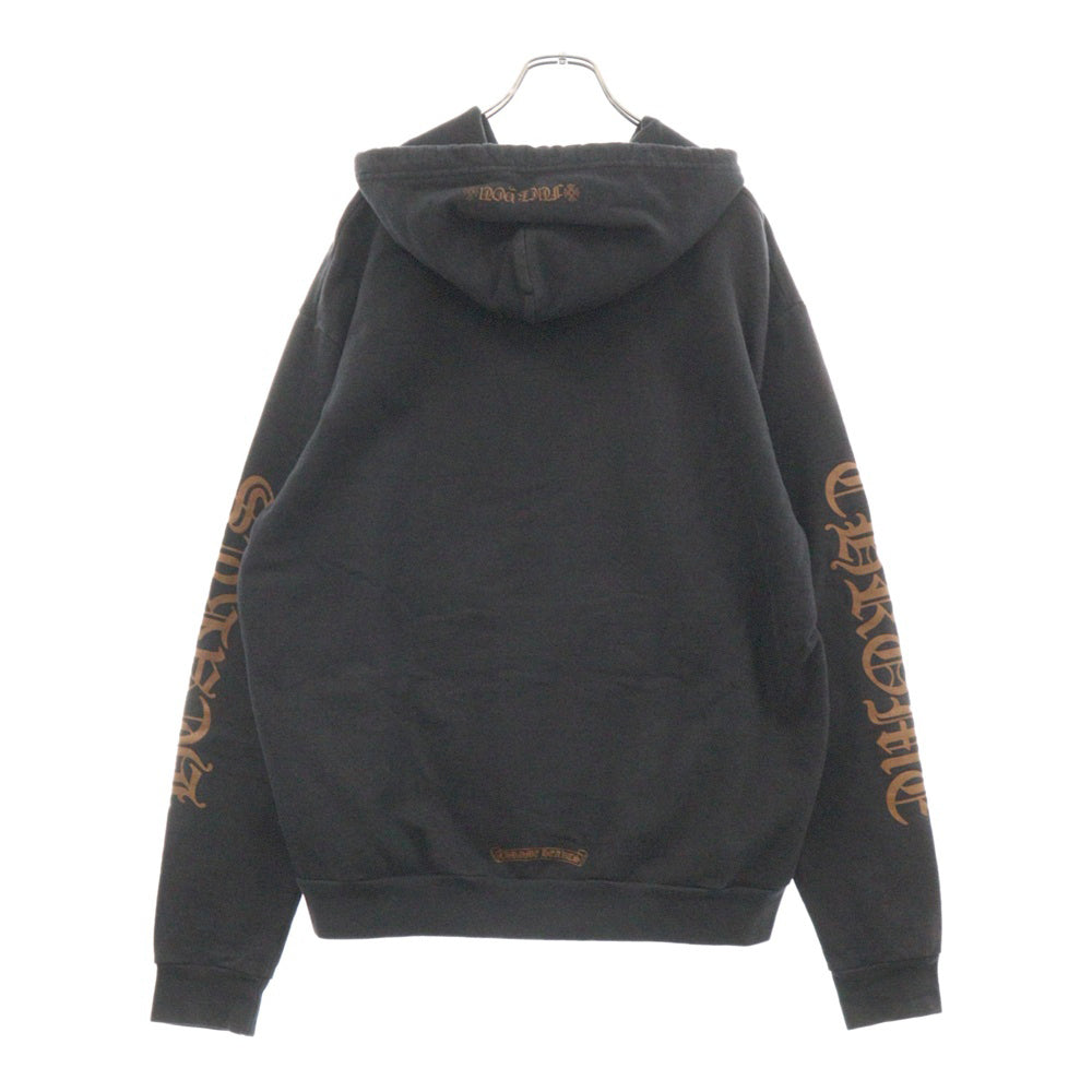 CHROME HEARTS(クロムハーツ) SWTSHRT PLVR 袖ロゴプリントプルオーバーパーカー ブラック/ブラウン