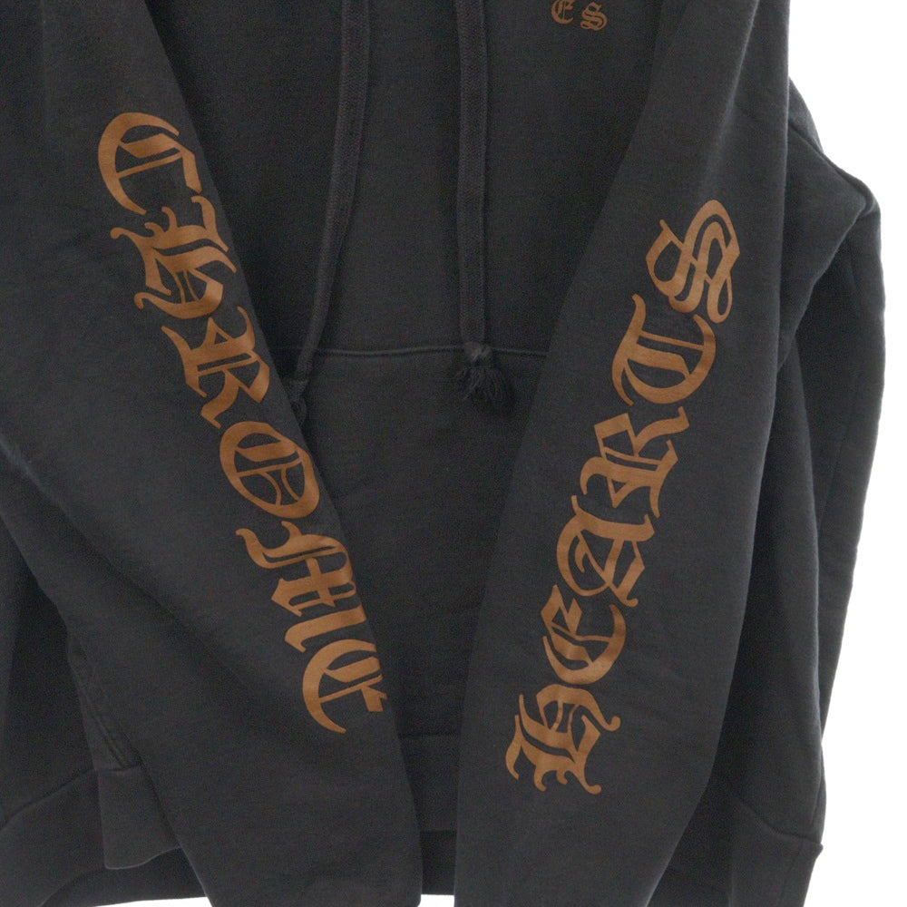 CHROME HEARTS(クロムハーツ) SWTSHRT PLVR 袖ロゴプリントプルオーバーパーカー ブラック/ブラウン