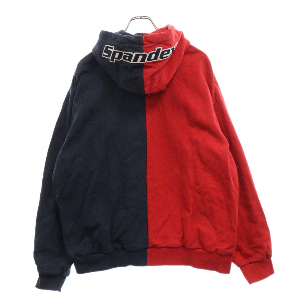 THE BLACK EYE PATCH(ブラックアイパッチ) SPANDEX LOGO ZIP HOODIE バイカラー切り替え ジップ パーカー ブラック/レッド