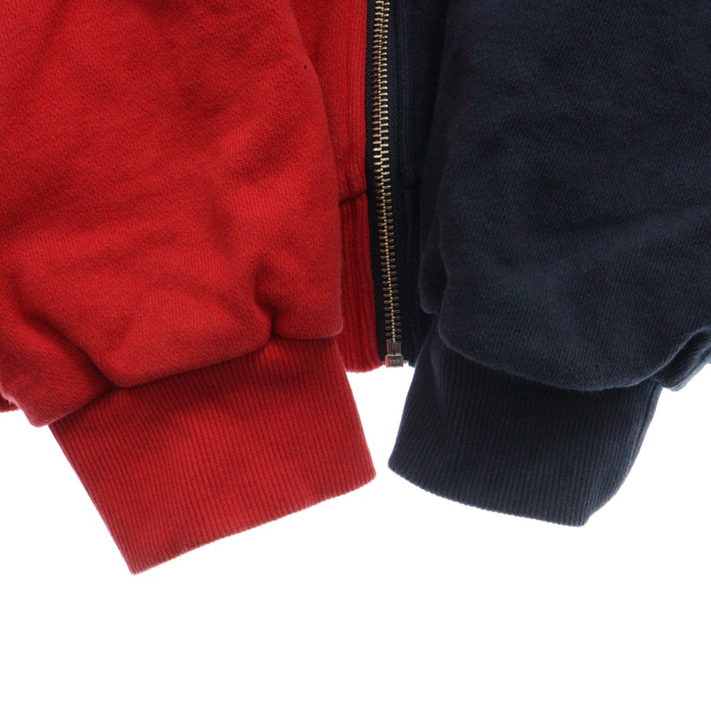 THE BLACK EYE PATCH(ブラックアイパッチ) SPANDEX LOGO ZIP HOODIE バイカラー切り替え ジップ パーカー ブラック/レッド