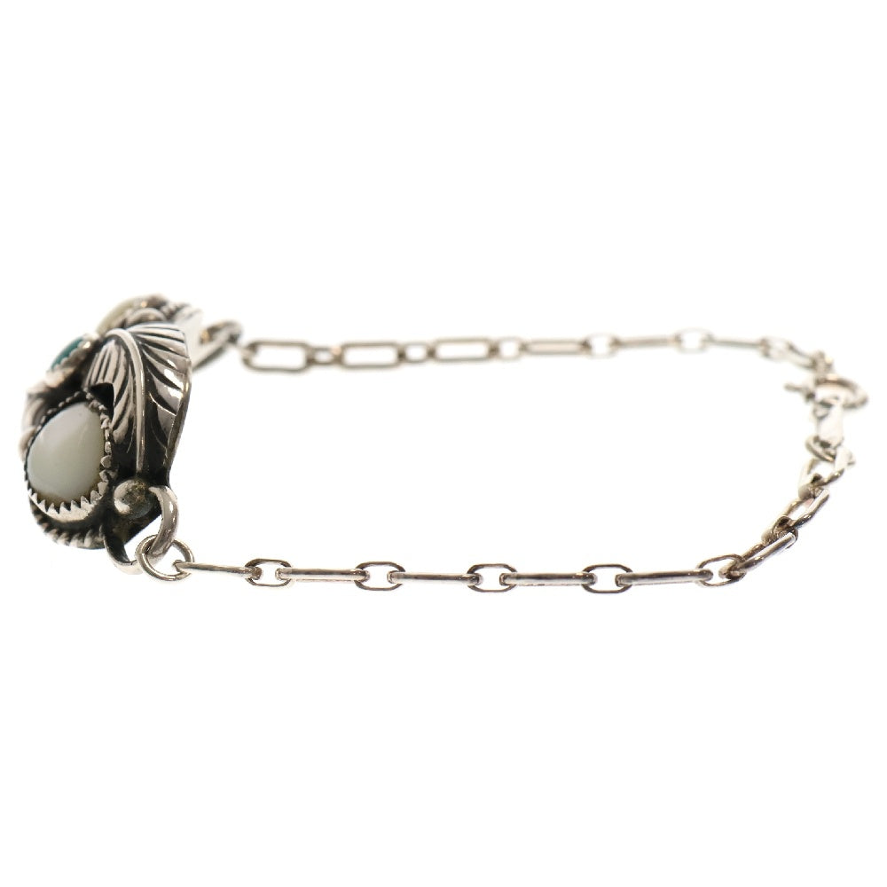 INDIAN JEWELRY(インディアンジュエリー) ナバホ族 シェル&ターコイズ付き ブレスレット シルバー