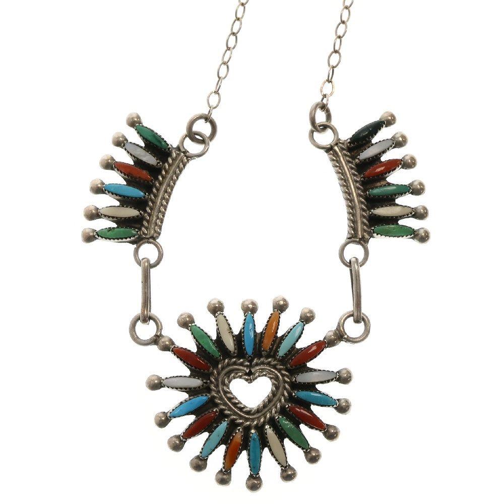 INDIAN JEWELRY(インディアンジュエリー) ズニ族 カラーストーン ネックレス シルバー