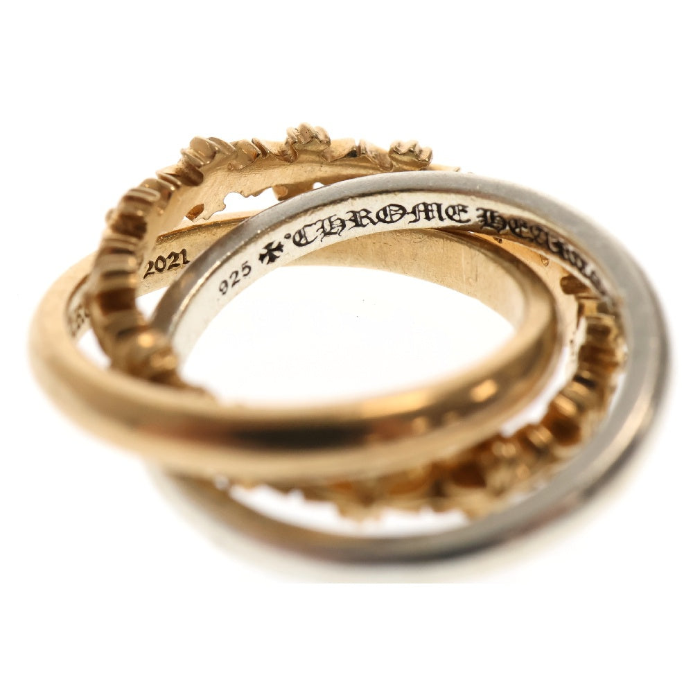 CHROME HEARTS(クロムハーツ) 22K TINY E CH PLUS BAND TRPL ゴールド シルバー コンビ3連リング 9.5号