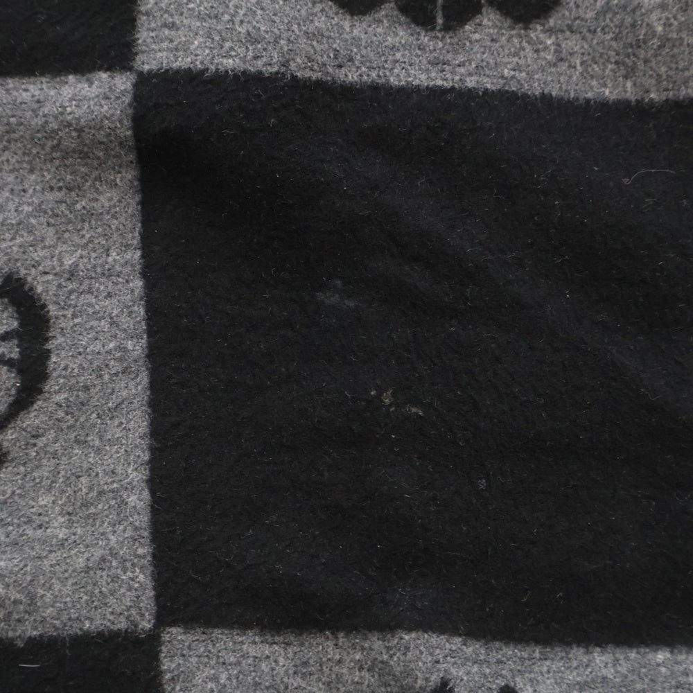 CHROME HEARTS(クロムハーツ) 大判ストール スクロールラベル シルク レザーパッチ ブラック