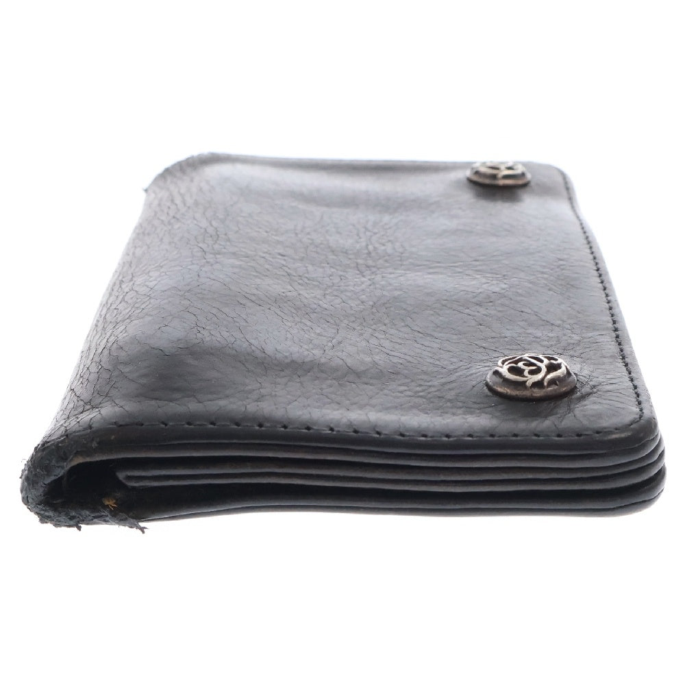CHROME HEARTS(クロムハーツ) 1ZIP 1ジップ フローラルボタン レザーウォレット 財布 ブラック BCA362