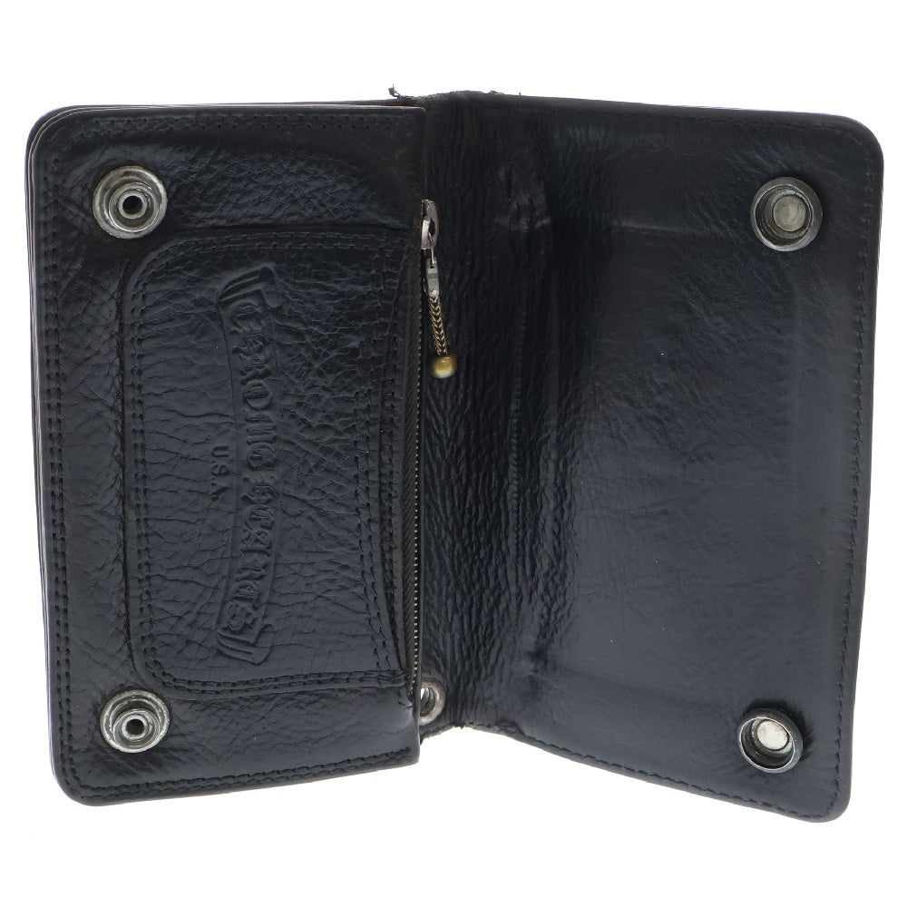 CHROME HEARTS(クロムハーツ) 1ZIP 1ジップ フローラルボタン レザーウォレット 財布 ブラック BCA362