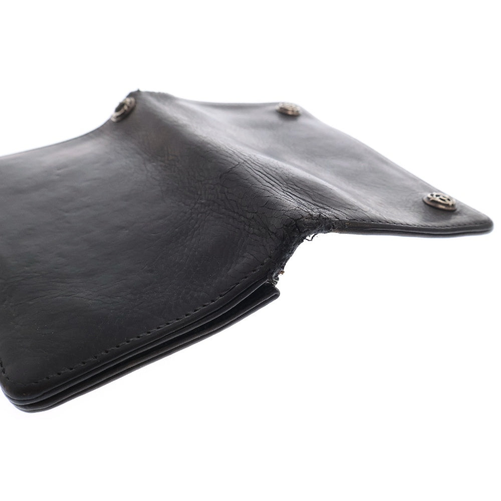 CHROME HEARTS(クロムハーツ) 1ZIP 1ジップ フローラルボタン レザーウォレット 財布 ブラック BCA362