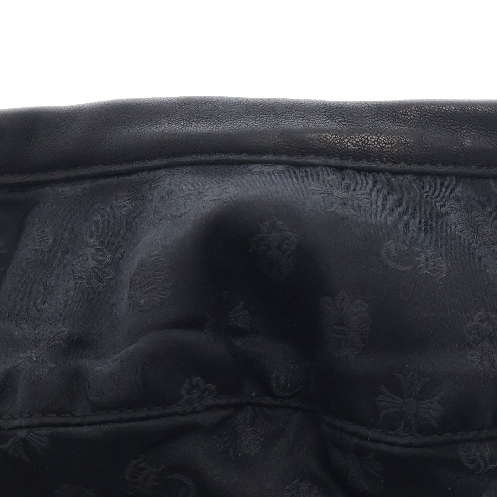 CHROME HEARTS(クロムハーツ) ハートボタン レザー切り替え ベレー帽 帽子 ブラック