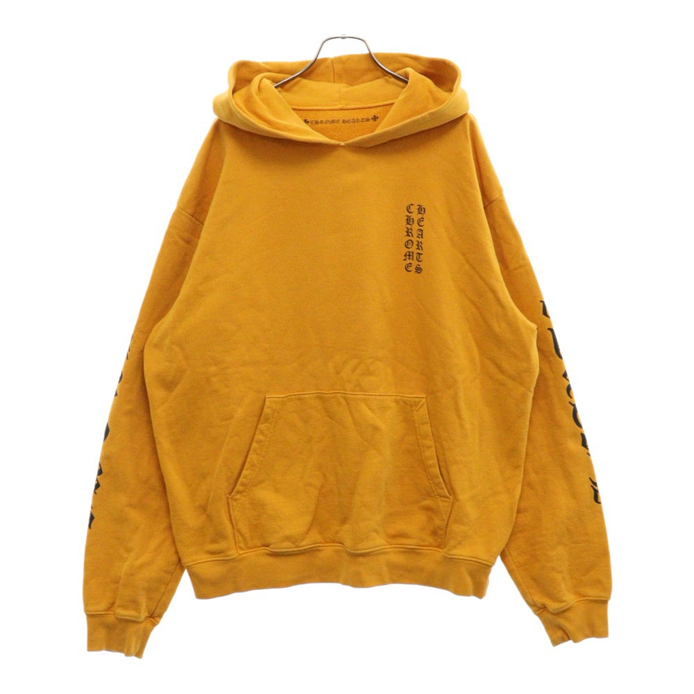 CHROME HEARTS(クロムハーツ) SWTSHRT PLVR スリーブロゴプリントプルオーバーパーカー マスタード