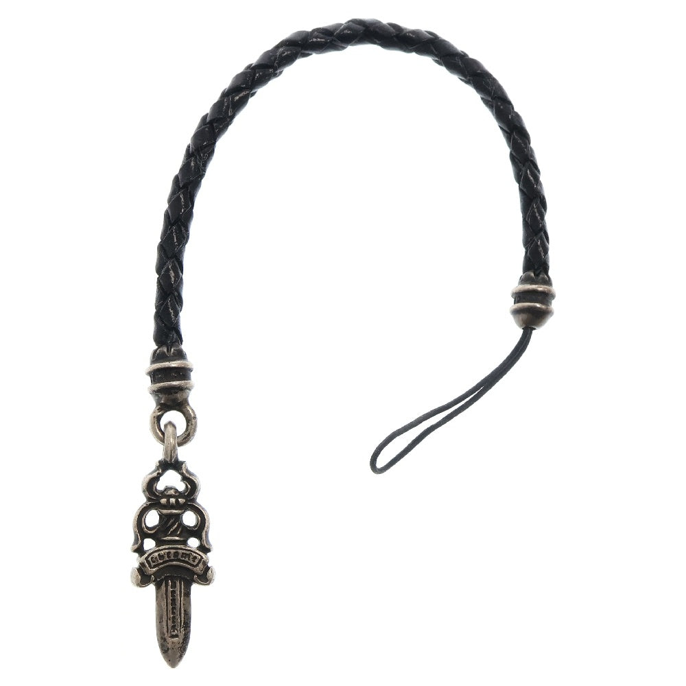 CHROME HEARTS(クロムハーツ) フォンストラップ ダガーチャーム付きレザー携帯ストラップ
