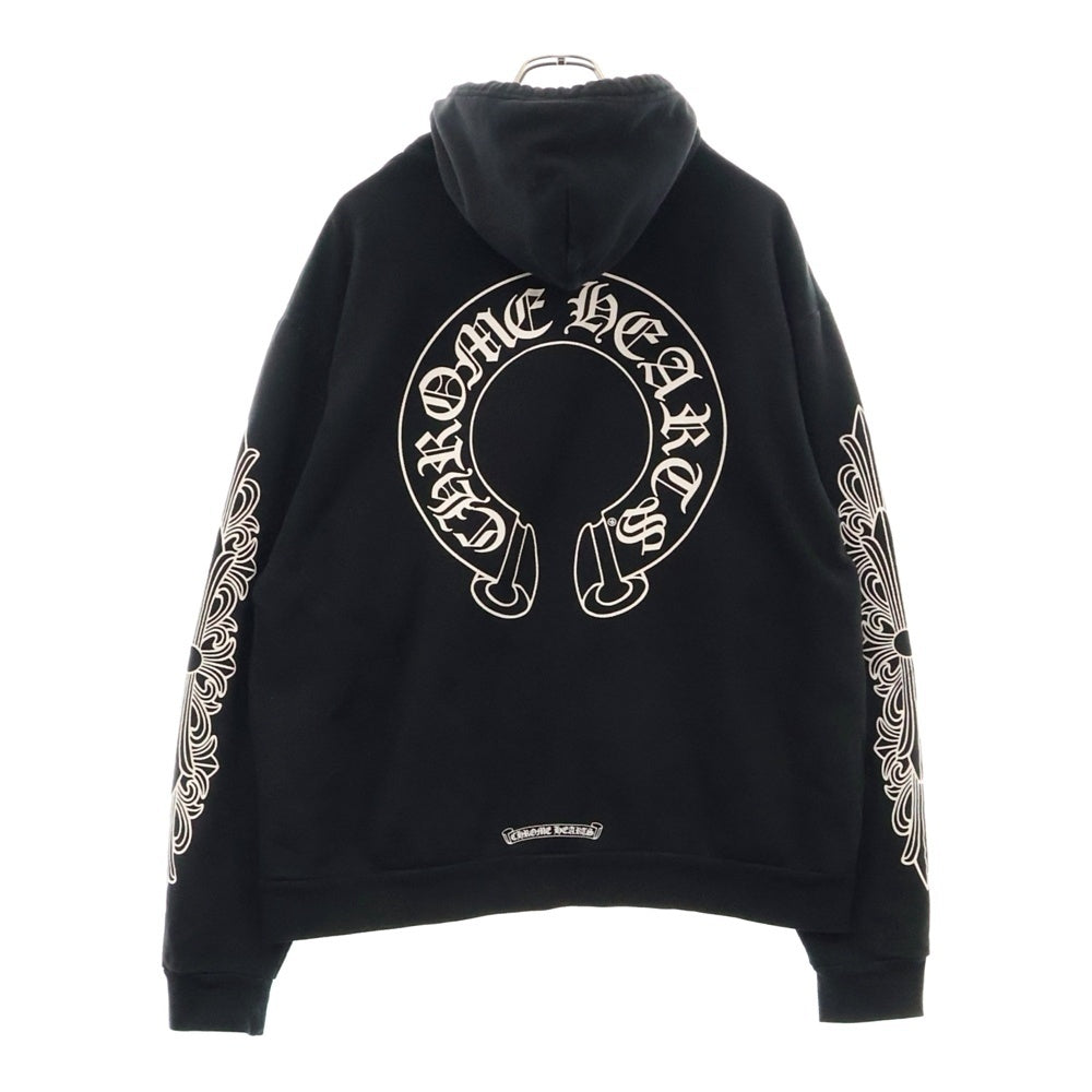 CHROME HEARTS(クロムハーツ) SWTSHRT PLVR プルオーバーパーカー 袖フローラルバックホースシュープリントパーカー