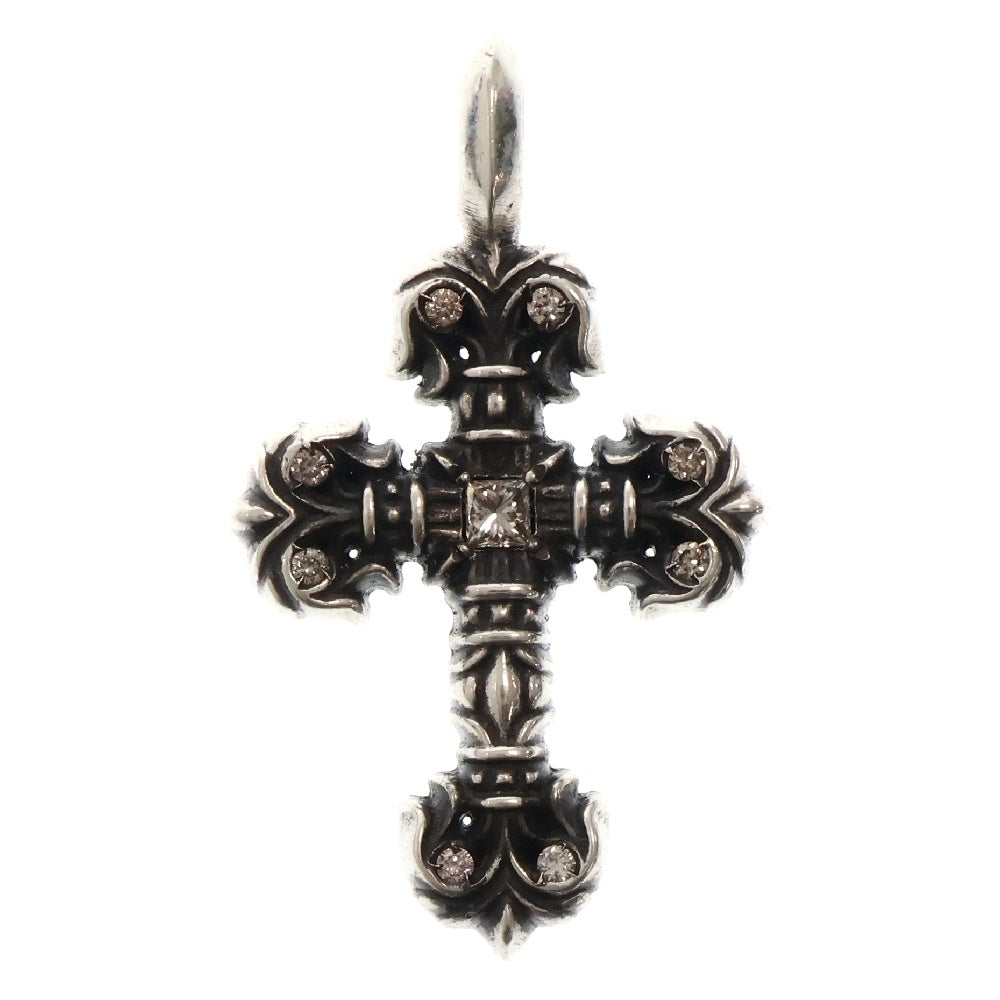 CHROME HEARTS(クロムハーツ) CHARM FILIGREE TINY P DMND タイニーフィリグリー PAVEダイヤ シルバーネックレストップ