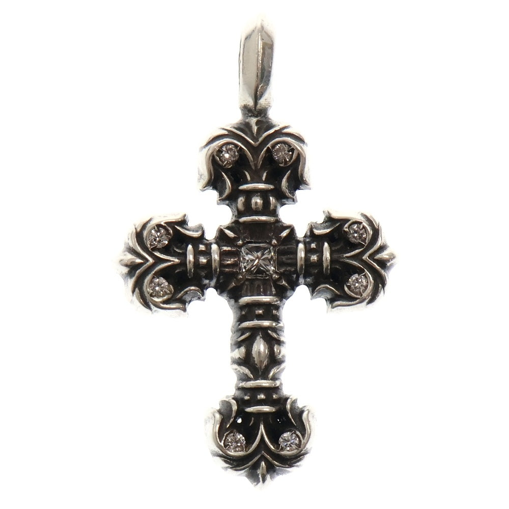 CHROME HEARTS(クロムハーツ) CHARM FILIGREE TINY P DMND タイニーフィリグリー PAVEダイヤ シルバーネックレストップ