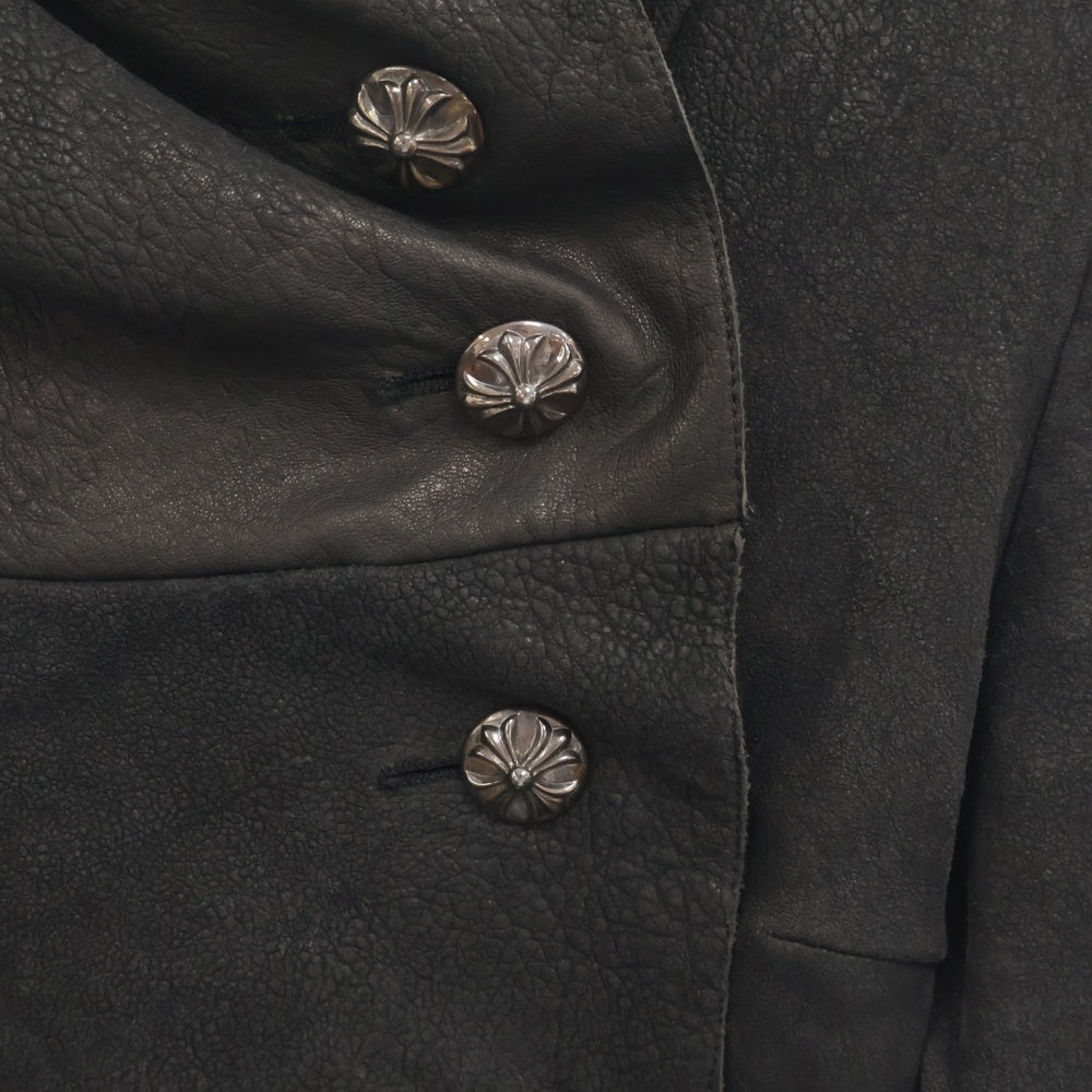 CHROME HEARTS(クロムハーツ) 裏地カシミヤクロスボールボタンレザー変形パーカー ジャケット レディース