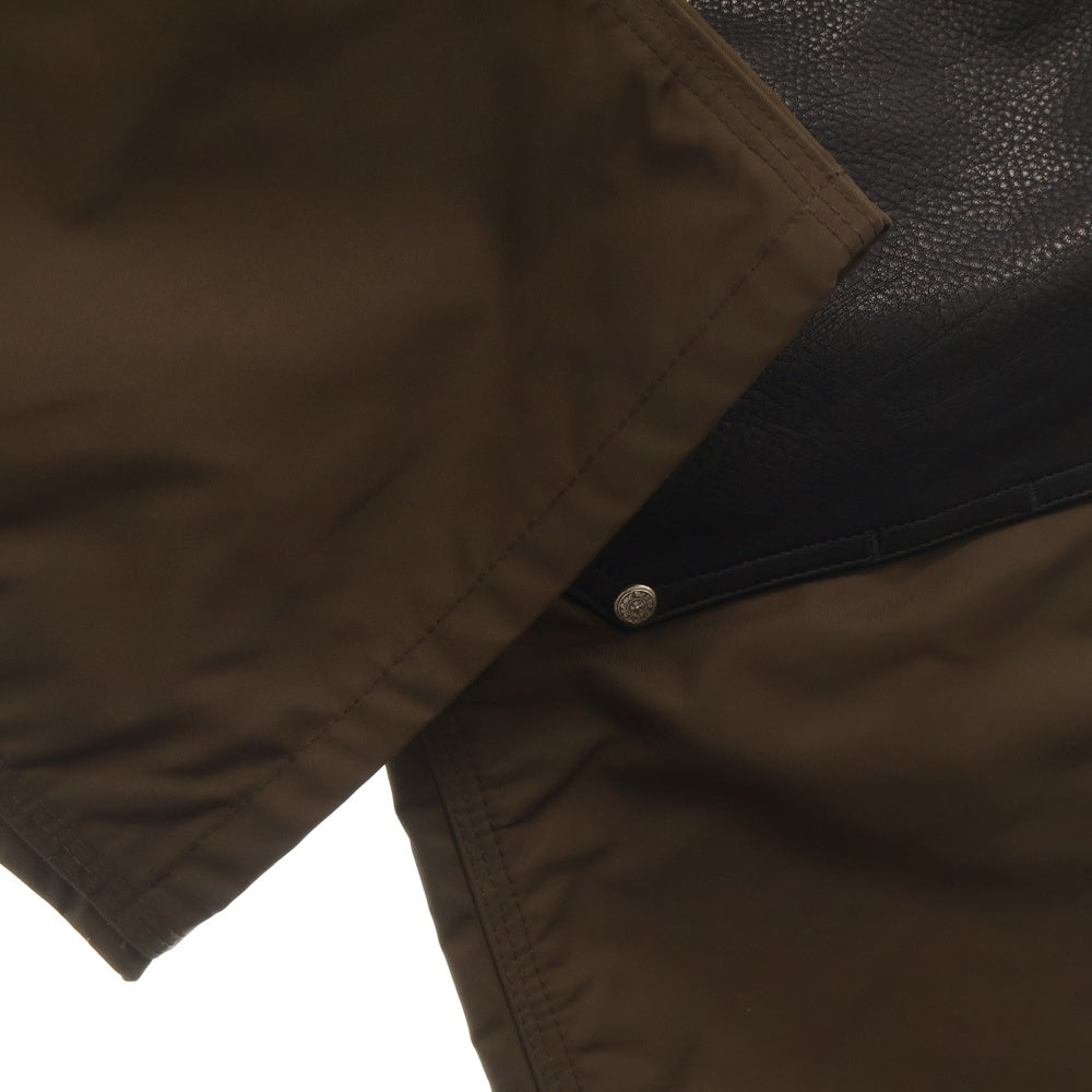 CHROME HEARTS(クロムハーツ) CARPENTER DOUBLE KNEE クロスパッチ付きレザー切替ナイロンカーペンターロングパンツ