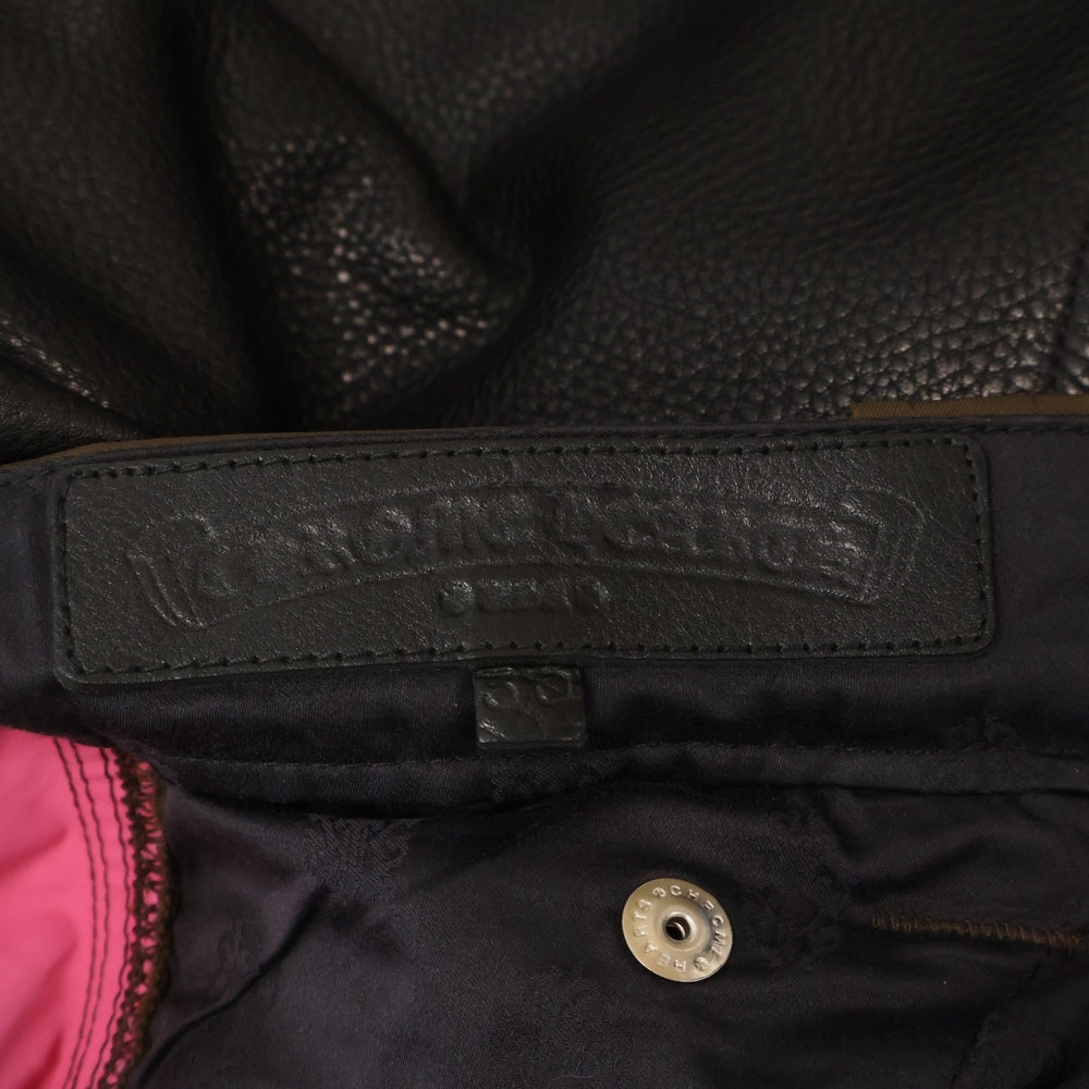 CHROME HEARTS(クロムハーツ) CARPENTER DOUBLE KNEE クロスパッチ付きレザー切替ナイロンカーペンターロングパンツ