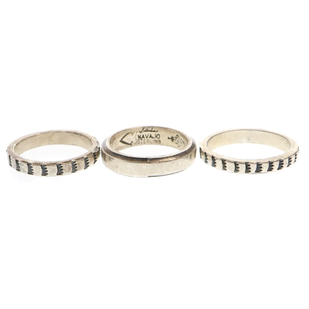 INDIAN JEWELRY(インディアンジュエリー) NAVAJO Stanley Parker ナバホ族 スタンレイ・パーカー SV3連リング シルバー