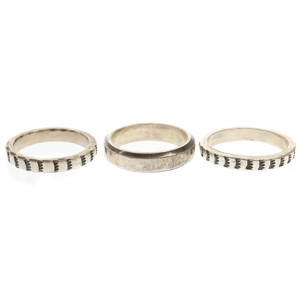 INDIAN JEWELRY(インディアンジュエリー) NAVAJO Stanley Parker ナバホ族 スタンレイ・パーカー SV3連リング シルバー