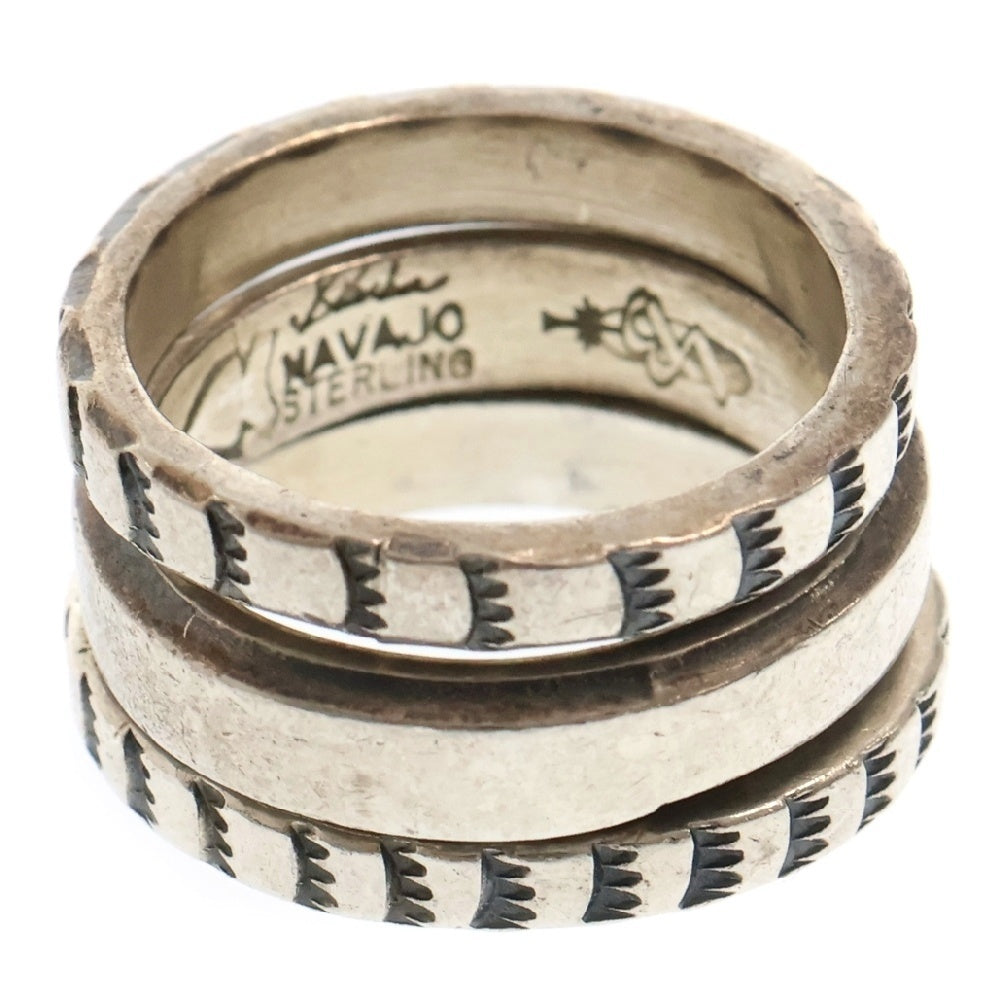 INDIAN JEWELRY(インディアンジュエリー) NAVAJO Stanley Parker ナバホ族 スタンレイ・パーカー SV3連リング シルバー