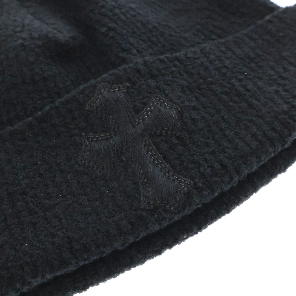 CHROME HEARTS(クロムハーツ) BADDA BING ハラコクロスパッチ付きビーニー ニットキャップ 帽子