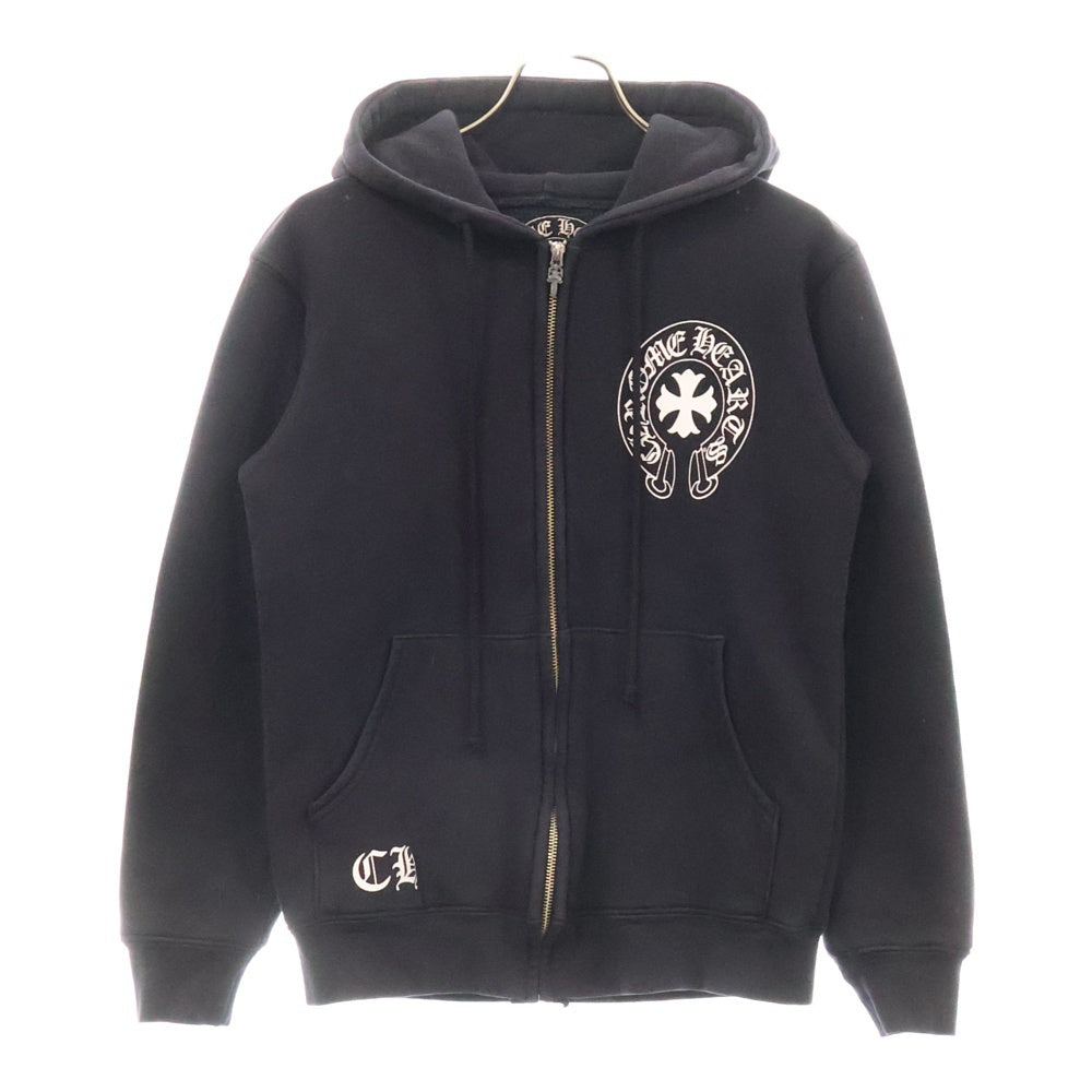 CHROME HEARTS(クロムハーツ) SWTSHRT HD ZIP バックプリント 裏地サーマル ダガージップパーカー ブラック