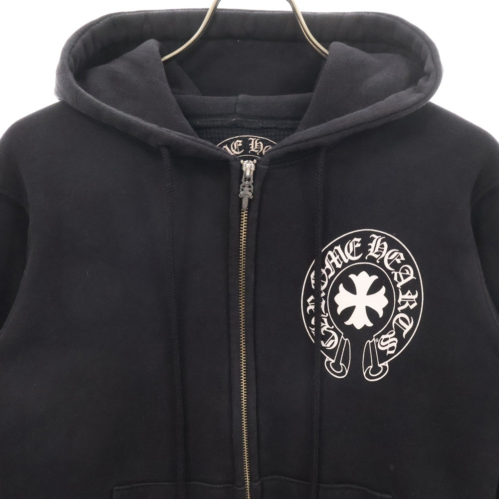 CHROME HEARTS(クロムハーツ) SWTSHRT HD ZIP バックプリント 裏地サーマル ダガージップパーカー ブラック