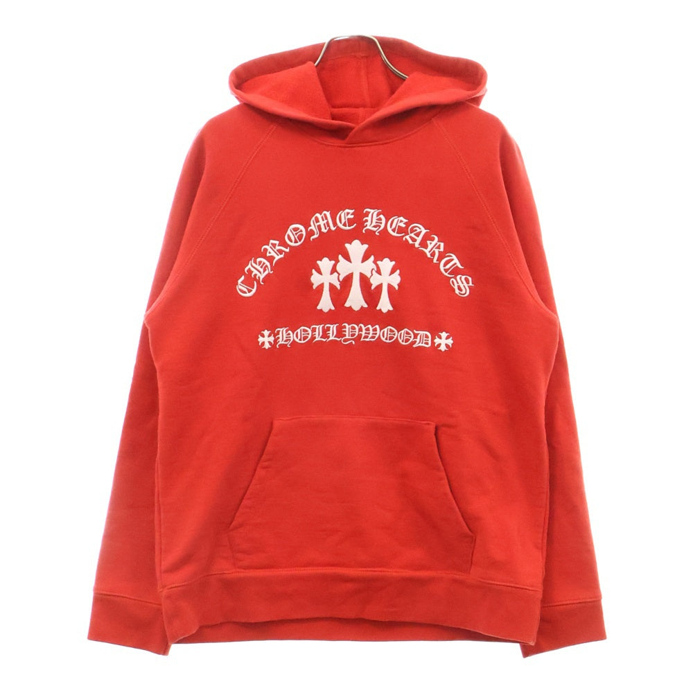 CHROME HEARTS(クロムハーツ) Y NOT Cemetery Cross Pullover Hoodie King Taco ワイノットセメタリークロスプルオーバーフーディ パーカー ロゴ刺繍 レッド キングタコ