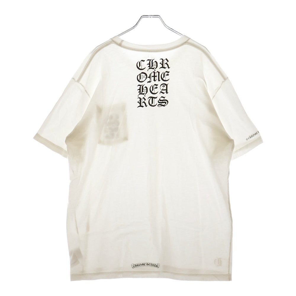 CHROME HEARTS(クロムハーツ) Vertical Logo Tee ヴァーティカルロゴ Tシャツ 胸ポケットロゴ バックロゴ 半袖カットソー ホワイトブラック