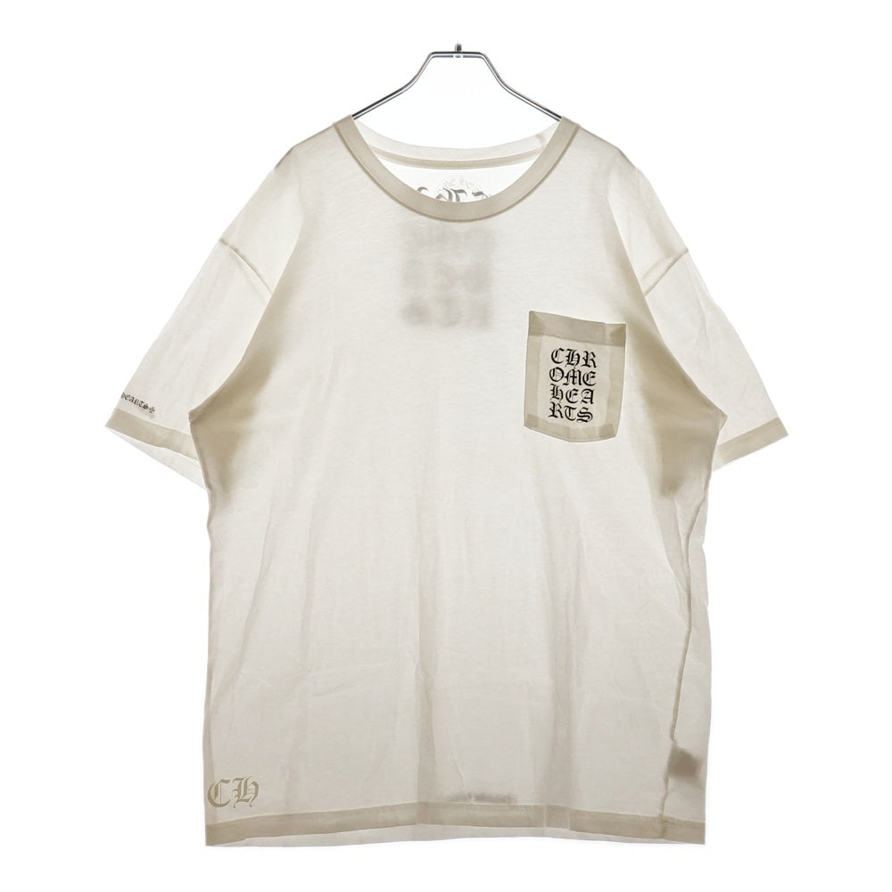 CHROME HEARTS(クロムハーツ) Vertical Logo Tee ヴァーティカルロゴ Tシャツ 胸ポケットロゴ バックロゴ 半袖カットソー ホワイトブラック