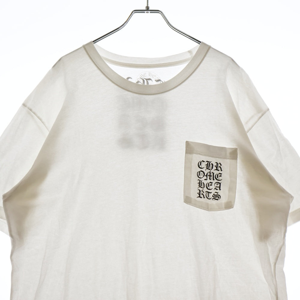 CHROME HEARTS(クロムハーツ) Vertical Logo Tee ヴァーティカルロゴ Tシャツ 胸ポケットロゴ バックロゴ 半袖カットソー ホワイトブラック