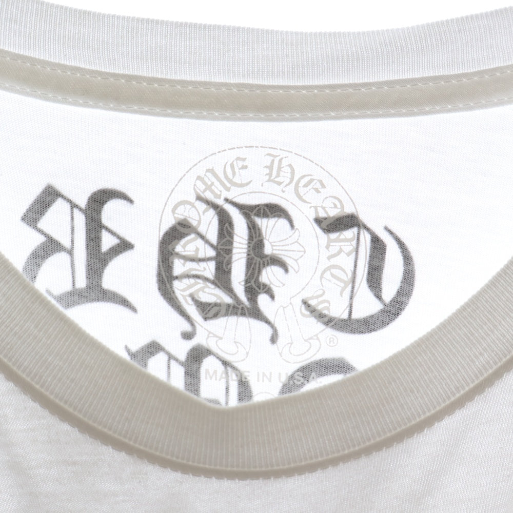 CHROME HEARTS(クロムハーツ) Vertical Logo Tee ヴァーティカルロゴ Tシャツ 胸ポケットロゴ バックロゴ 半袖カットソー ホワイトブラック