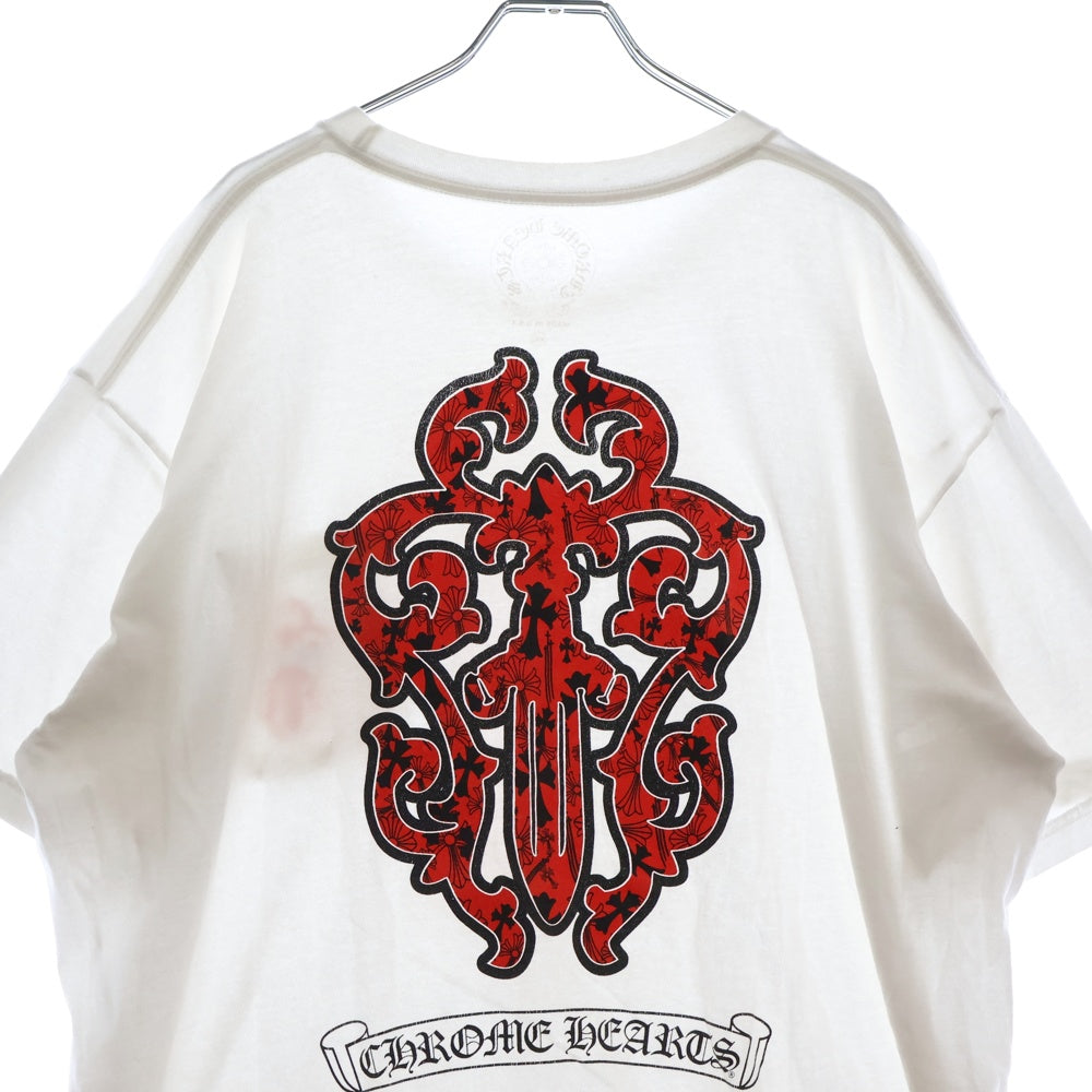 CHROME HEARTS(クロムハーツ) CH T-SHRT 1 バックヴァインダガー 半袖Tシャツ カットソー ホワイト/レッド