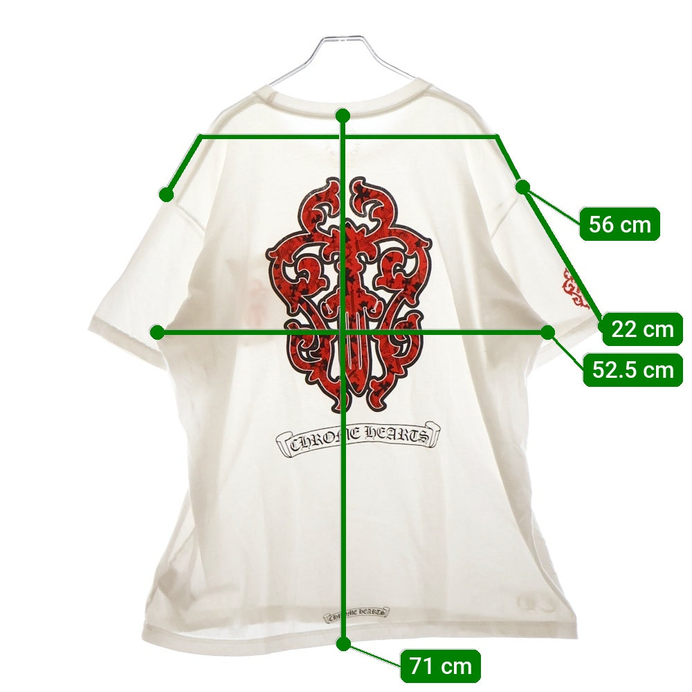 CHROME HEARTS(クロムハーツ) CH T-SHRT 1 バックヴァインダガー 半袖Tシャツ カットソー ホワイト/レッド