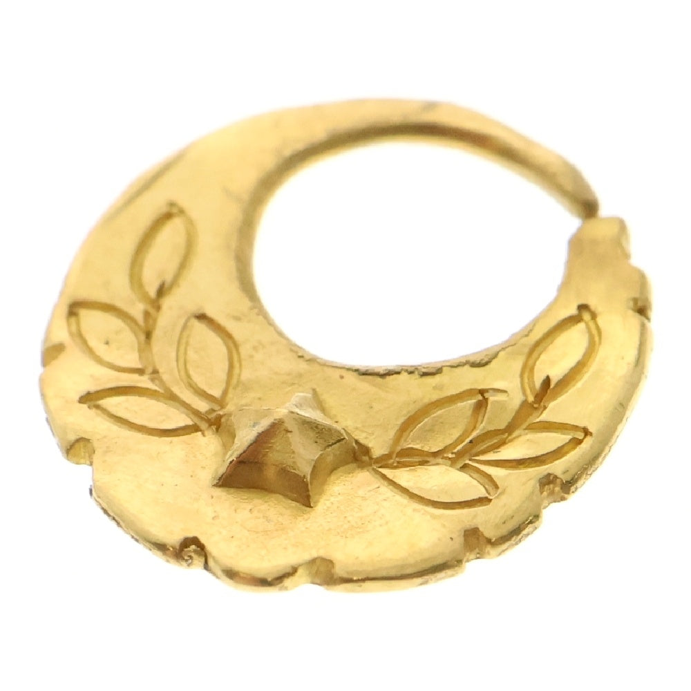 THE BINGO BROTHERS(ザ ビンゴブラザーズ) K24 全金ピアス 星×月桂樹 左耳 ゴールド スモールサイズ