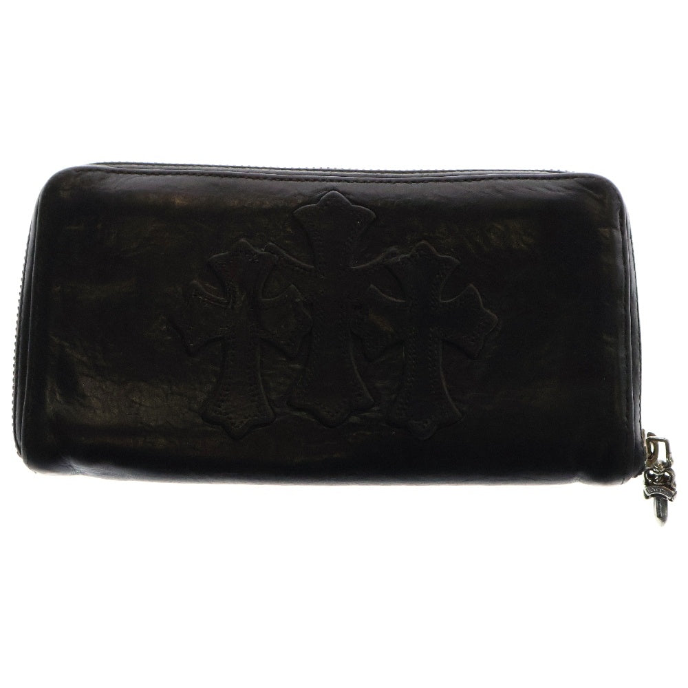 CHROME HEARTS(クロムハーツ) REC F ZIP 3クロス ラウンドジップレザーウォレット 財布 ブラック BCA368