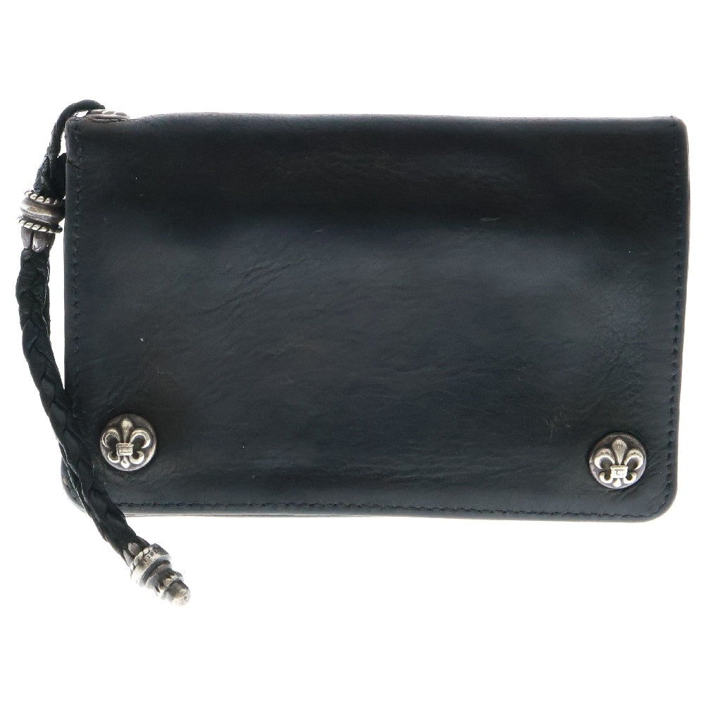 CHROME HEARTS(クロムハーツ) 2ZIP STRAP 2ジップストラップ ストラップ付BSフレアボタンレザーウォレット財布