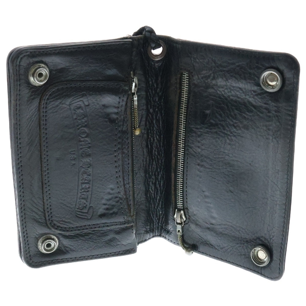 CHROME HEARTS(クロムハーツ) 2ZIP STRAP 2ジップストラップ ストラップ付BSフレアボタンレザーウォレット財布