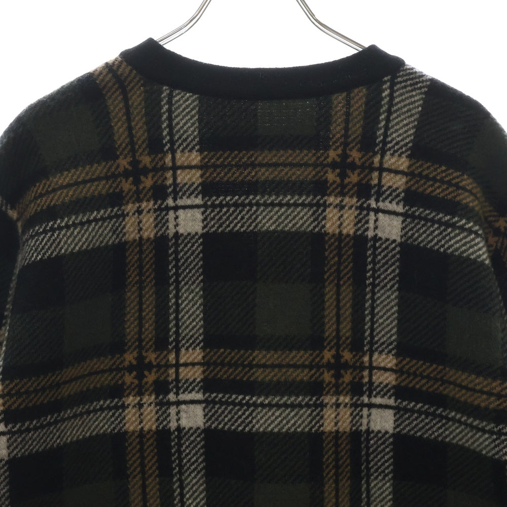 CHROME HEARTS(クロムハーツ) BIG CITY V NECK チェック柄カシミヤブレンドVネックニットセーター グリーン/ブラック