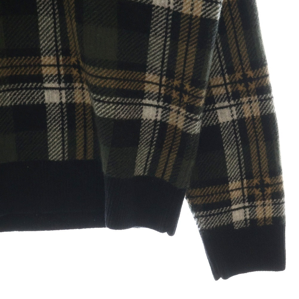 CHROME HEARTS(クロムハーツ) BIG CITY V NECK チェック柄カシミヤブレンドVネックニットセーター グリーン/ブラック