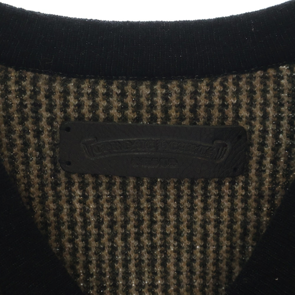 CHROME HEARTS(クロムハーツ) BIG CITY V NECK チェック柄カシミヤブレンドVネックニットセーター グリーン/ブラック