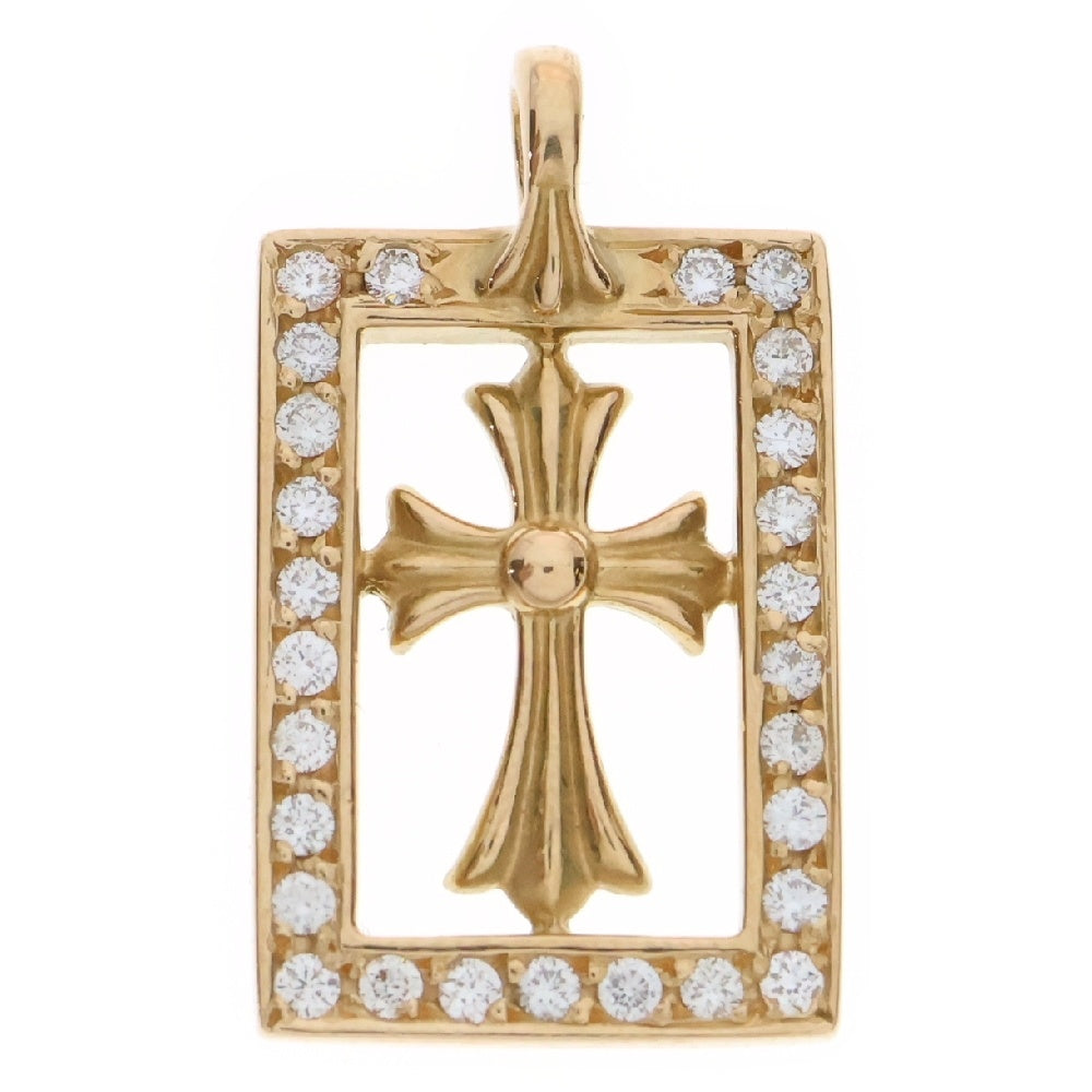 CHROME HEARTS(クロムハーツ) 22K FRMD OPN BBYFAT P/D 22K フレームドオープン ベイビーファットクロス ペンダントトップ PAVEダイヤ ゴールド
