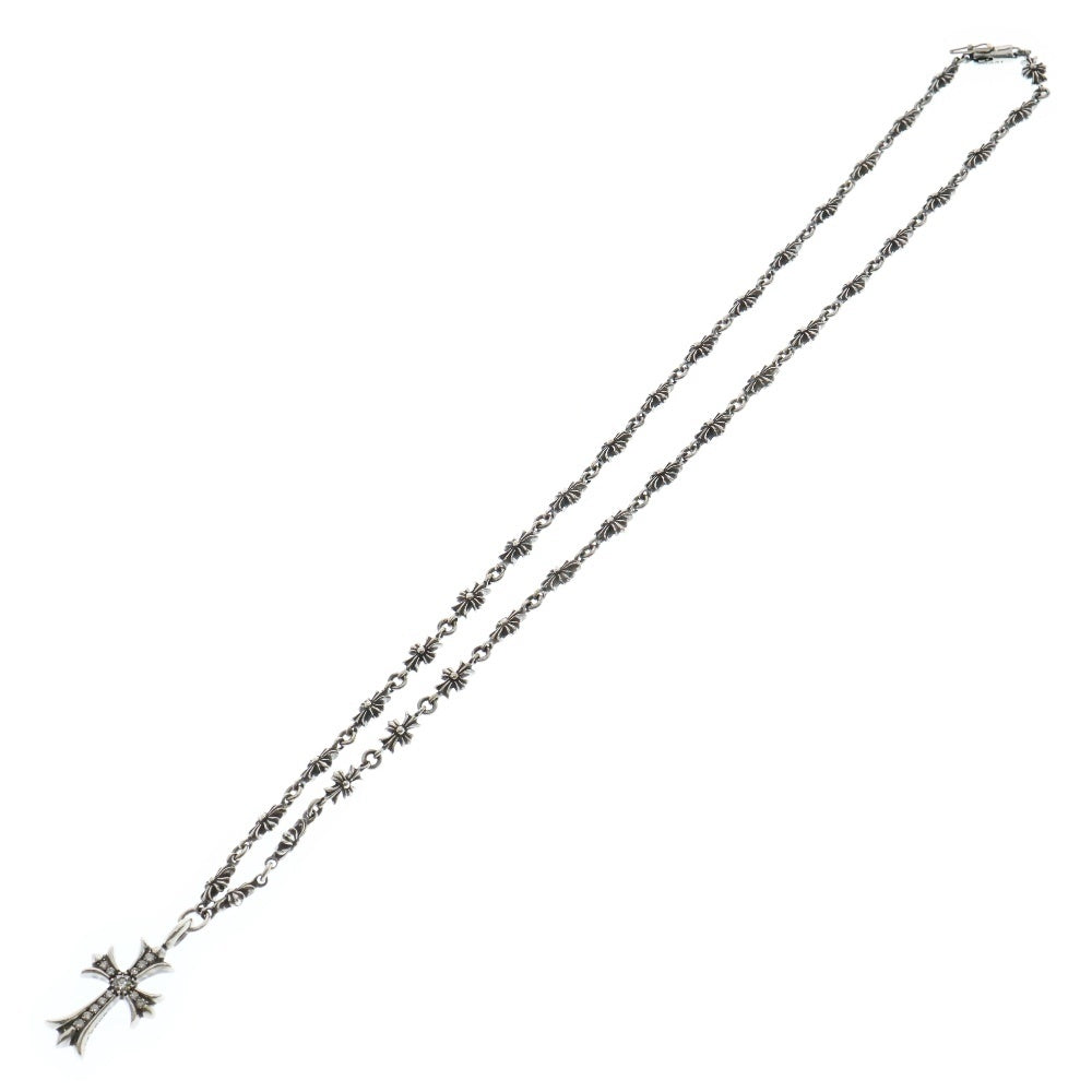 CHROME HEARTS(クロムハーツ) TNY E20 CRS F PAVE DIA タイニーEチェーンネックレス ファットクロス パヴェダイヤ 20inch シルバー