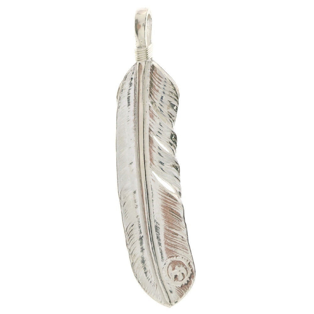 goro's(ゴローズ) 【新品】【現行】上銀銀縄ターコイズ特大フェザー 右向き ペンダントトップ シルバー