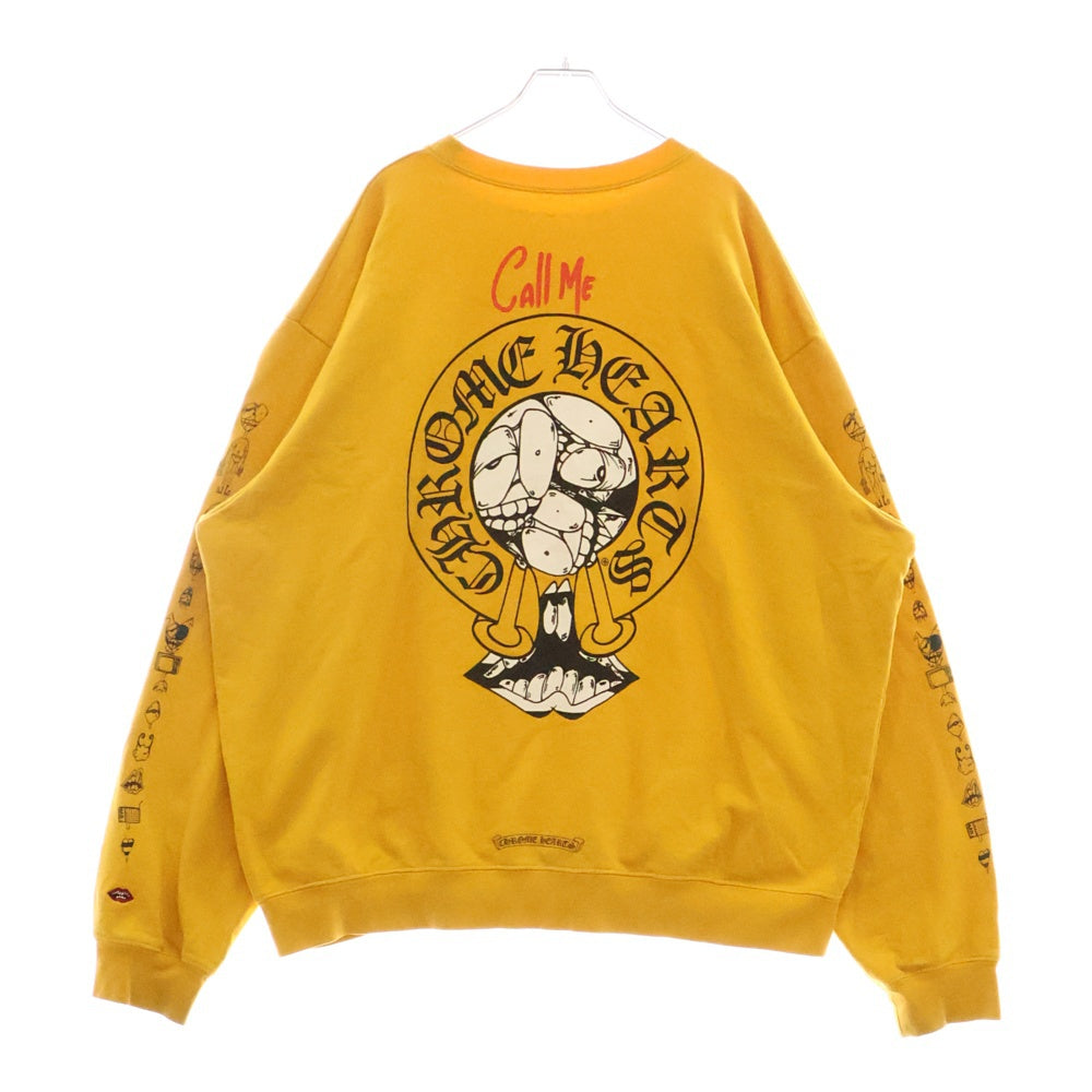 CHROME HEARTS(クロムハーツ) MATTY BOY PPO mustard SWTSHRT CALL ME マスタードスウェットシャツ クルーネック トレーナー プリント マスタード