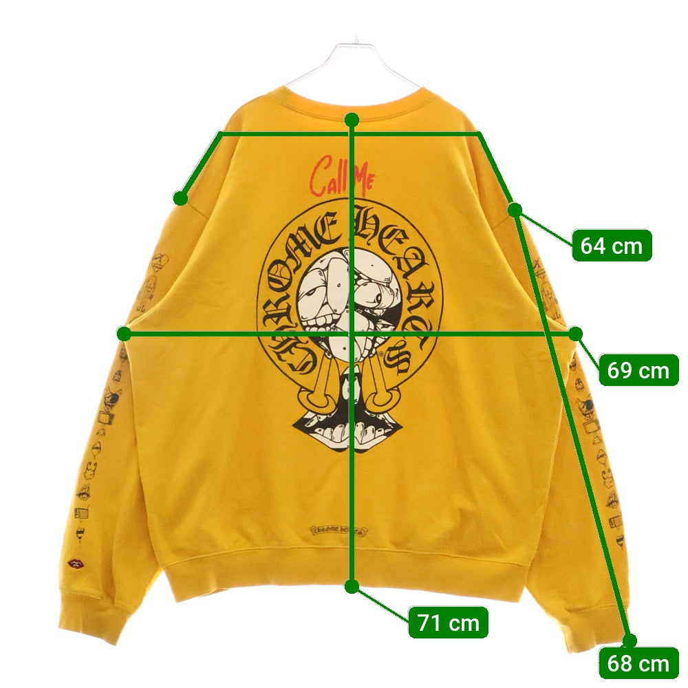 CHROME HEARTS(クロムハーツ) MATTY BOY PPO mustard SWTSHRT CALL ME マスタードスウェットシャツ クルーネック トレーナー プリント マスタード