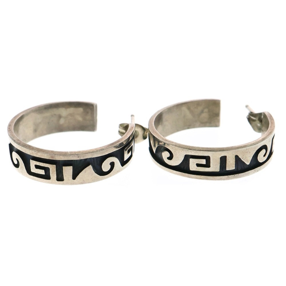 INDIAN JEWELRY(インディアンジュエリー) HOPI Clement Honie ホピ族 クレメント・ホニー オーバーレイ フープピアス シルバー