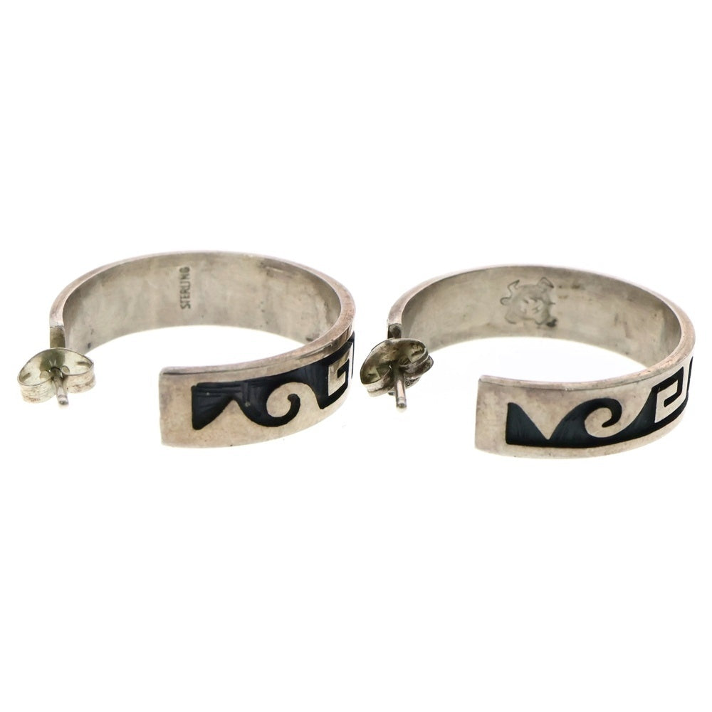 INDIAN JEWELRY(インディアンジュエリー) HOPI Clement Honie ホピ族 クレメント・ホニー オーバーレイ フープピアス シルバー