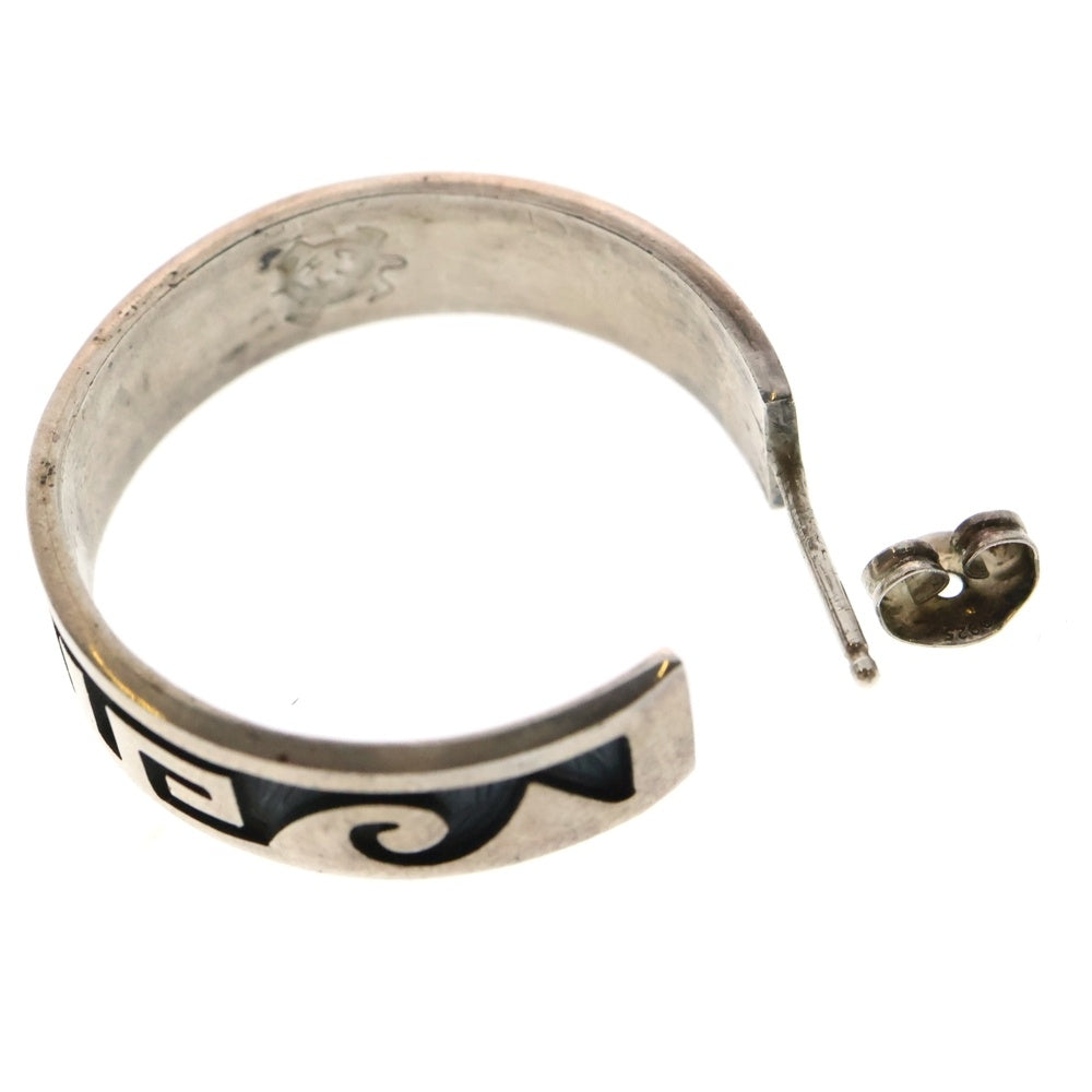 INDIAN JEWELRY(インディアンジュエリー) HOPI Clement Honie ホピ族 クレメント・ホニー オーバーレイ フープピアス シルバー